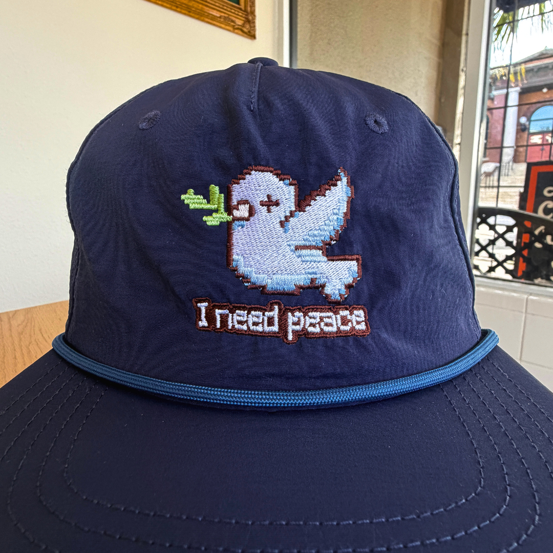 Embroidered I Need Peace Dove Hat