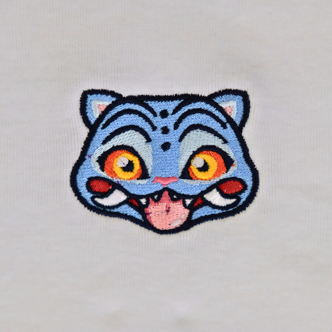 Embroidered Derpy Tiger Crop Top